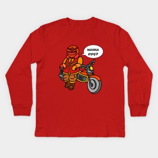 Want to ride a bike? colour Kids Long Sleeve T-Shirt